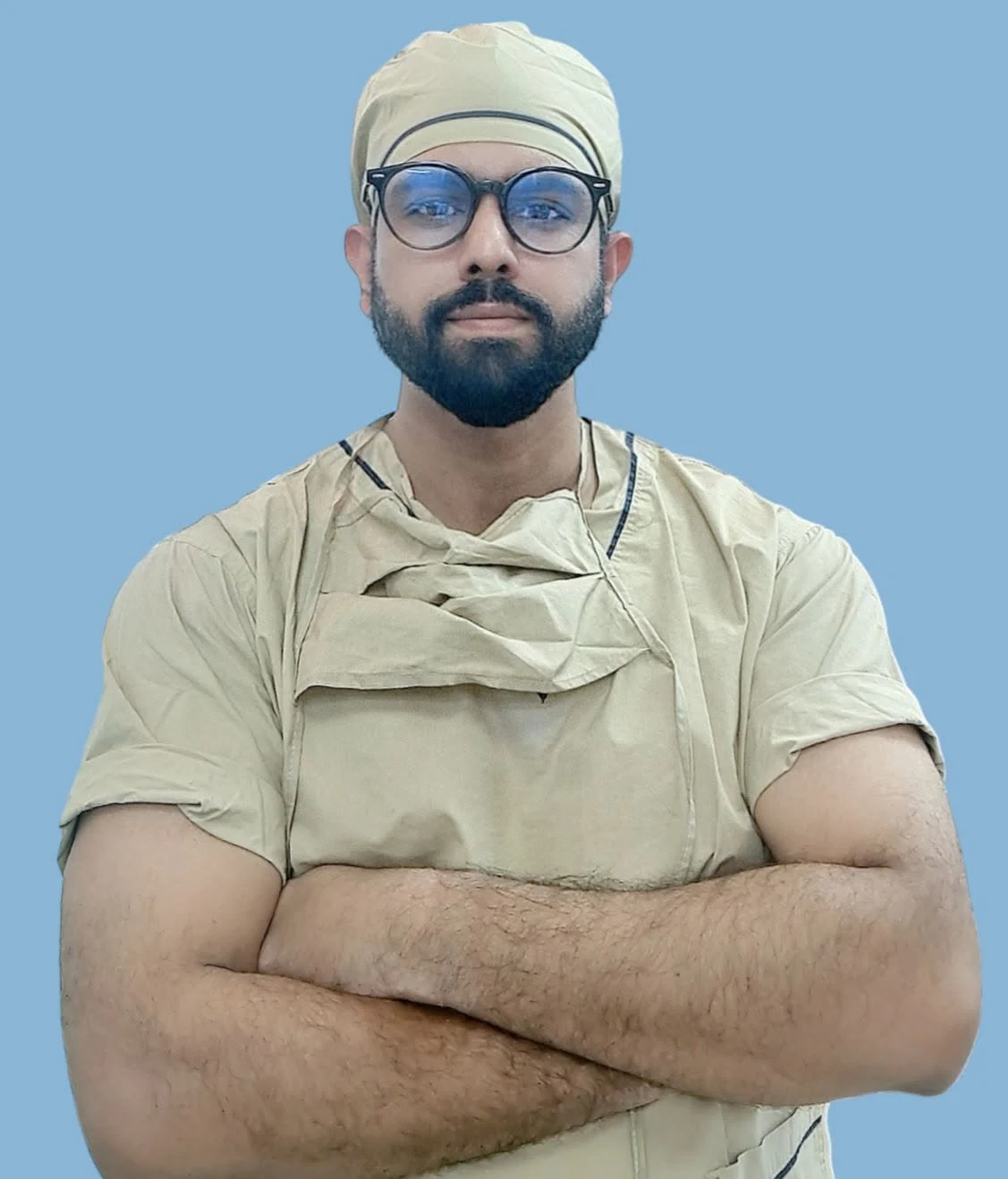 Dr. Mahfuz Ahmed Ronok in surgical scrubs and cap